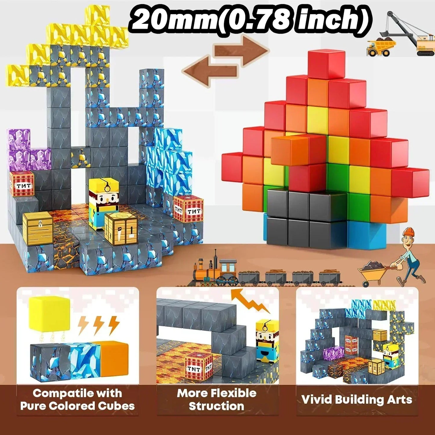 Magnetic Building Blocks Cube Set – STEM DIY Toy for Kids 3+, Boys & Girls, Sensory Model Gift