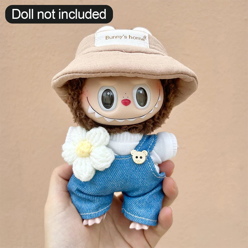 17cm Labubu Doll Clothes — DIY Accessories Heartbeat Long-Eared Furry Rabbit Costume | Cartoon Dress-Up Outfit
