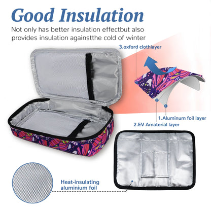 Large Portable Insulin Cooler Bag – Lightweight Boho Flower Print Travel & Outdoor Camping Medical Cooler