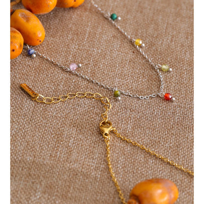 YHPUP Colorful Zirconia Drop Necklace - Stainless Steel Waterproof Y2K Collar Chain Jewelry with PVD Finish