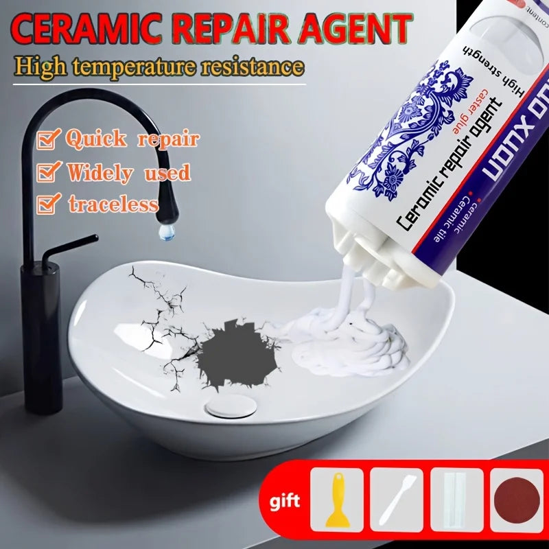 Ceramic Repair Agent – Strong Waterproof Sealant for Quick Repairs on Sinks, Bathtubs, Toilets, Vases, and Tiles