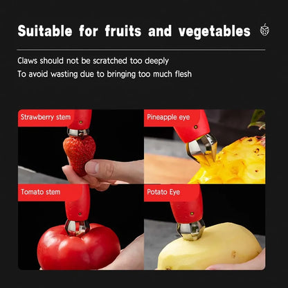 Efficient Strawberry Huller and Pineapple Cutter - Multi-Functional Tomato Stalk Remover and Fruit Knife, Ideal Strawberry Leaf Cleaner for Kitchen Use