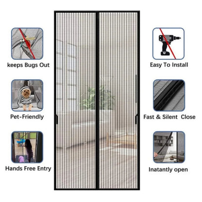Magnetic Mesh Door Curtain - Automatic Closing Mosquito Net Screen for Ventilation & Dust Protection