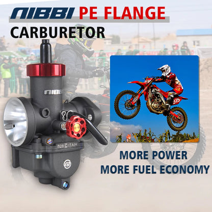 NIBBI PE Flange Carburetor for Motorcycle – 19mm-28mm 2T/4T GY6 Engine 100cc-250cc ATV Yamaha Pitbike Racing
