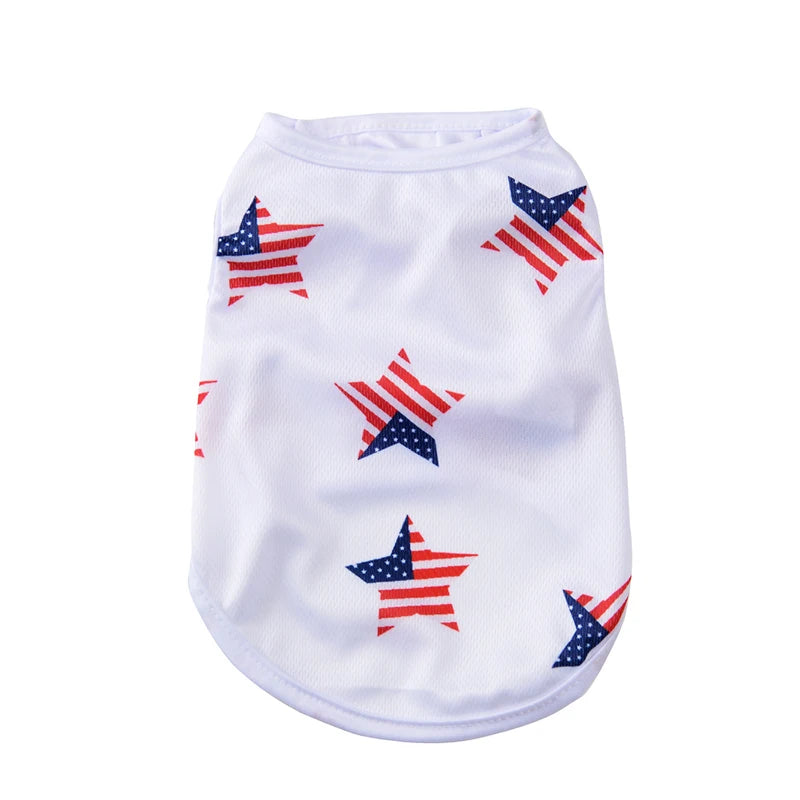 Summer Patriotic Dog Vest - Breathable Independence Day 4th of July Pet T-Shirt for Small Medium Dogs Cats