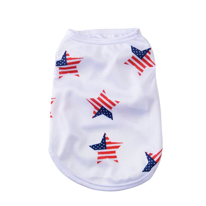 Summer Patriotic Dog Vest - Breathable Independence Day 4th of July Pet T-Shirt for Small Medium Dogs Cats