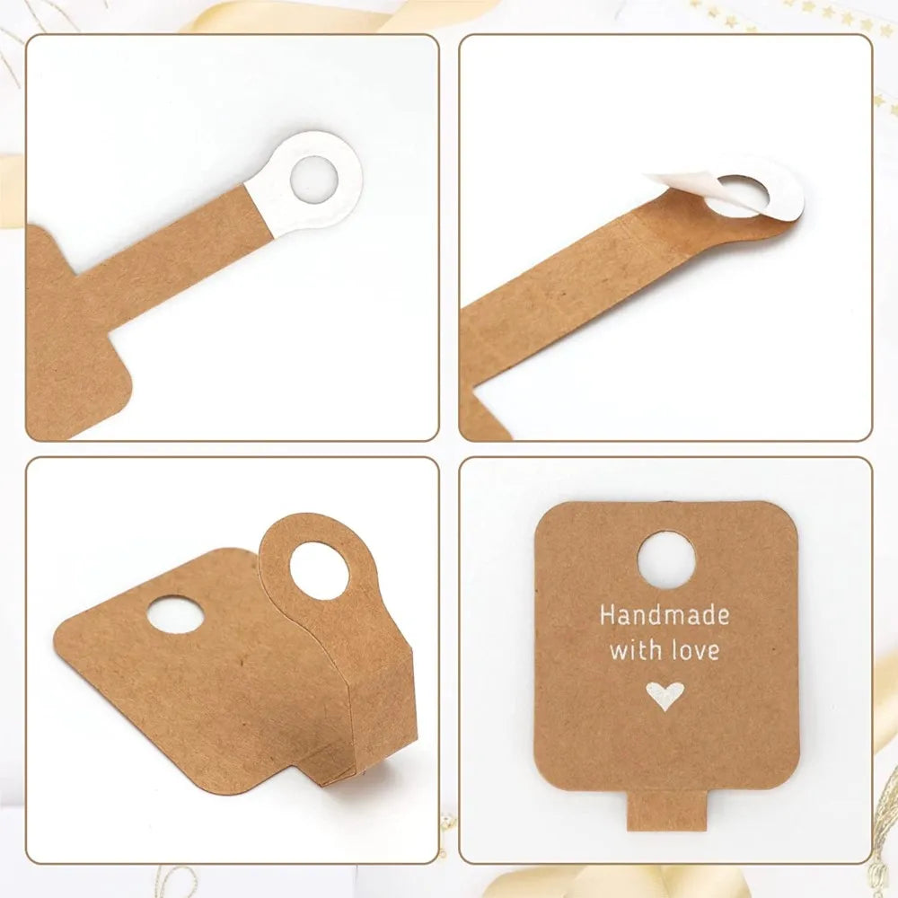 50PCS Self-Adhesive Display Card — 4x10cm Price Tags for Bracelets, Keychains & Jewelry Packaging, Small Business Labels
