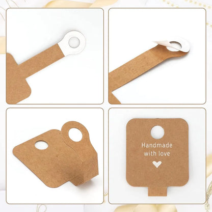 50PCS Self-Adhesive Display Card — 4x10cm Price Tags for Bracelets, Keychains & Jewelry Packaging, Small Business Labels