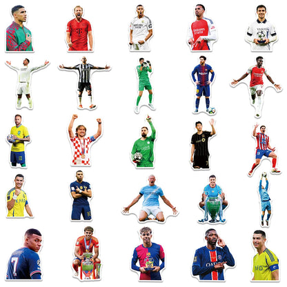 Football Star Sticker Pack - 50-Piece Waterproof Soccer Player Decals for Laptops, Water Bottles, Phones & Fan Gifts