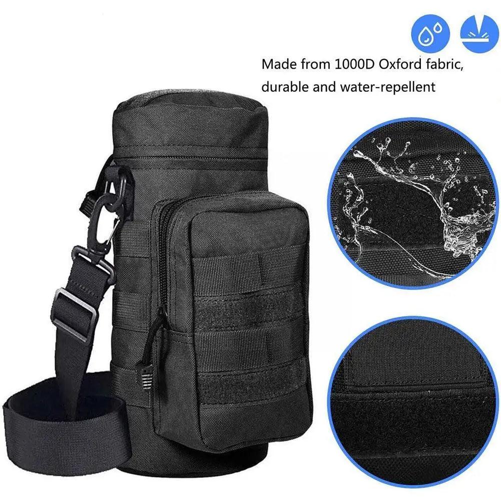 Tactical Molle Water Bottle Holder Bag - Military Hydration Carrier Kettle Pouch with Strap - Fits Up to 32 oz. Bottles for Hiking and Fishing Adventures