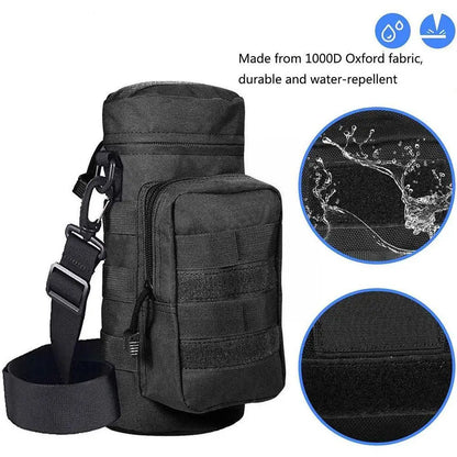 Tactical Molle Water Bottle Holder Bag - Military Hydration Carrier Kettle Pouch with Strap - Fits Up to 32 oz. Bottles for Hiking and Fishing Adventures