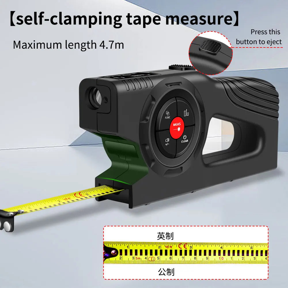 3-in-1 120M Laser Rangefinder Tape Measure – LCD Backlight Digital Distance Meter Ruler for Construction & Building Measurement