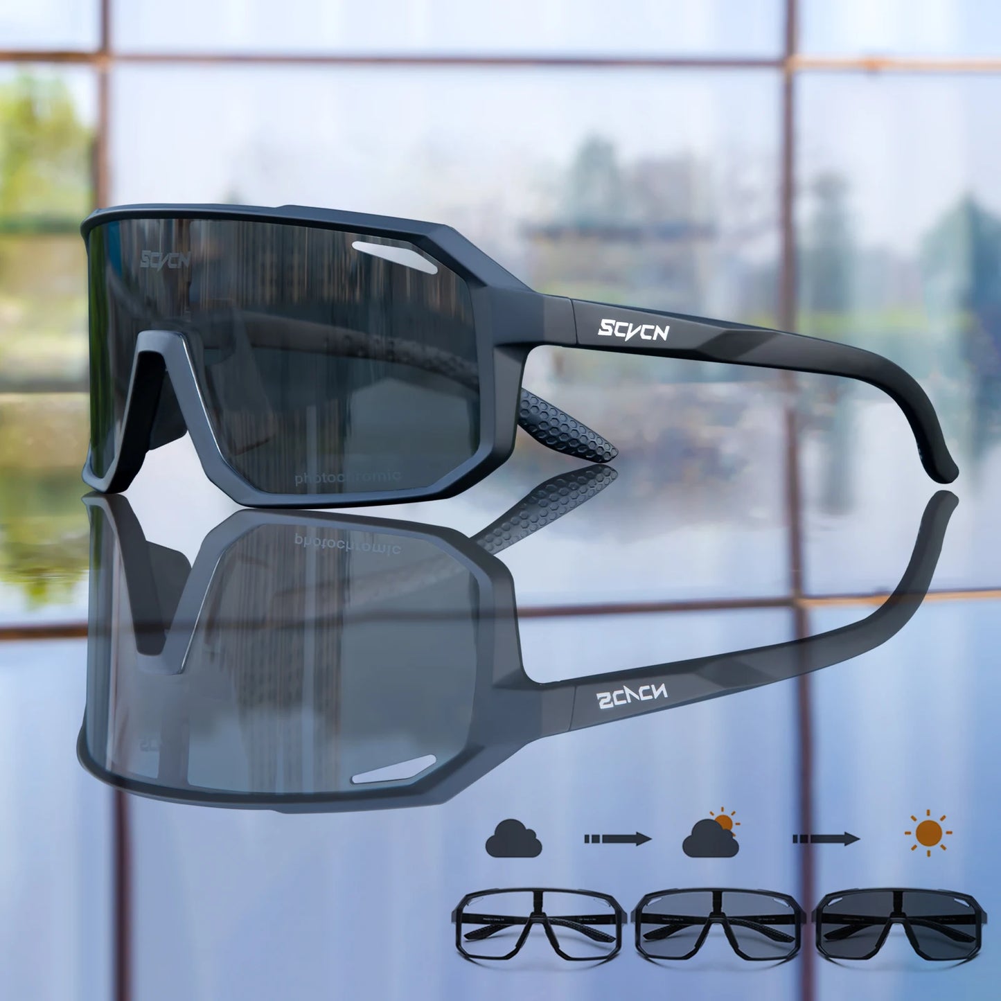 Photochromic UV400 Cycling Sunglasses – Men's & Women's Sports Eyewear for Running, Road, and Mountain Biking