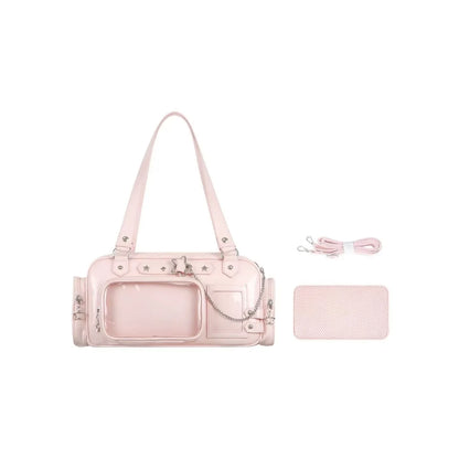 Y2K Star Chain Ita Bag - Transparent Large-Capacity Shoulder & Crossbody Display Bag