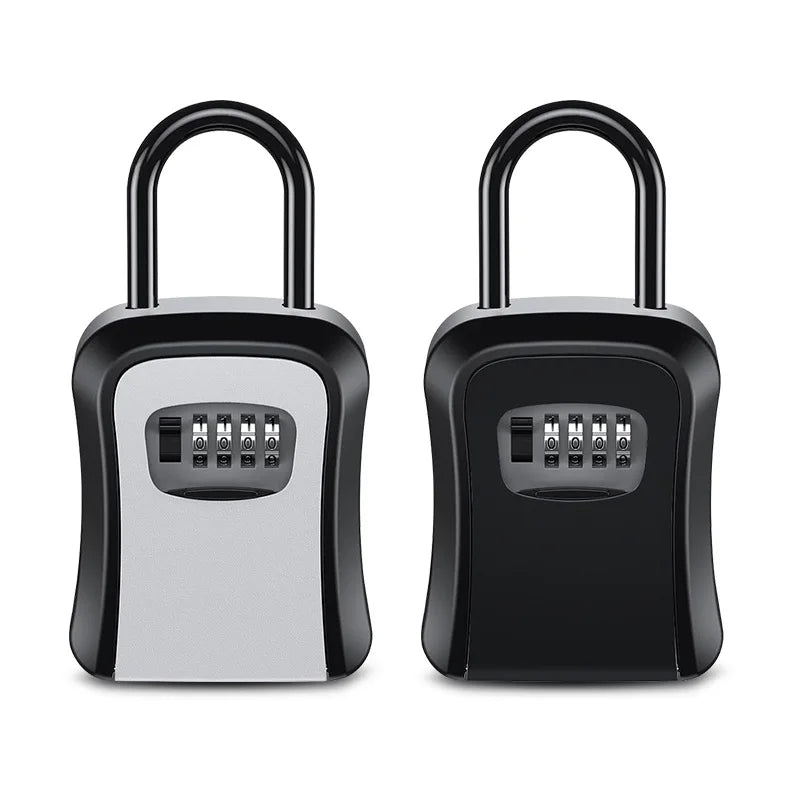 4 Digit Outdoor Password Key Box with Waterproof Steel Wire Hanging Hook - Free Installation & Extended Locking Storage