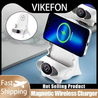 Magnetic Wireless Charging Phone Stand - Mini Chair-Shaped Type-C Fast Charging Station for Phones & Tablets