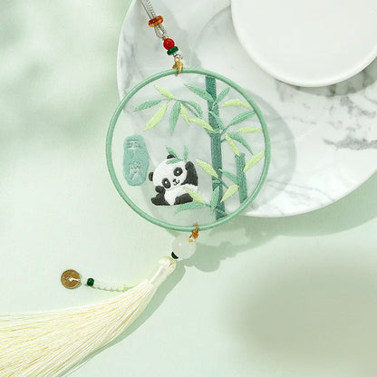 Handmade Embroidered Amulet DIY Kit – Easy Needlework Sewing & Car Pendant Needlepoint for Beginners