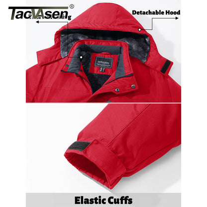 TACVASEN Winter Fleece Jacket for Men - Waterproof Hiking Skiing Outdoor Trekking Windbreaker Parka