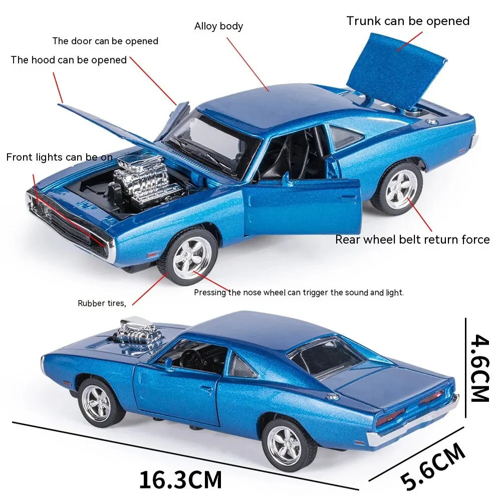 1:32 1970 Charger Alloy Diecast Model Car – Pull-Back Mini Vehicle Toy for Kids & Collectors