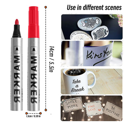 Permanent Waterproof Paint Marker Pen – Quick-Dry Black Ink for Tires, Oily Surfaces & Signature Writing Stationery Tool