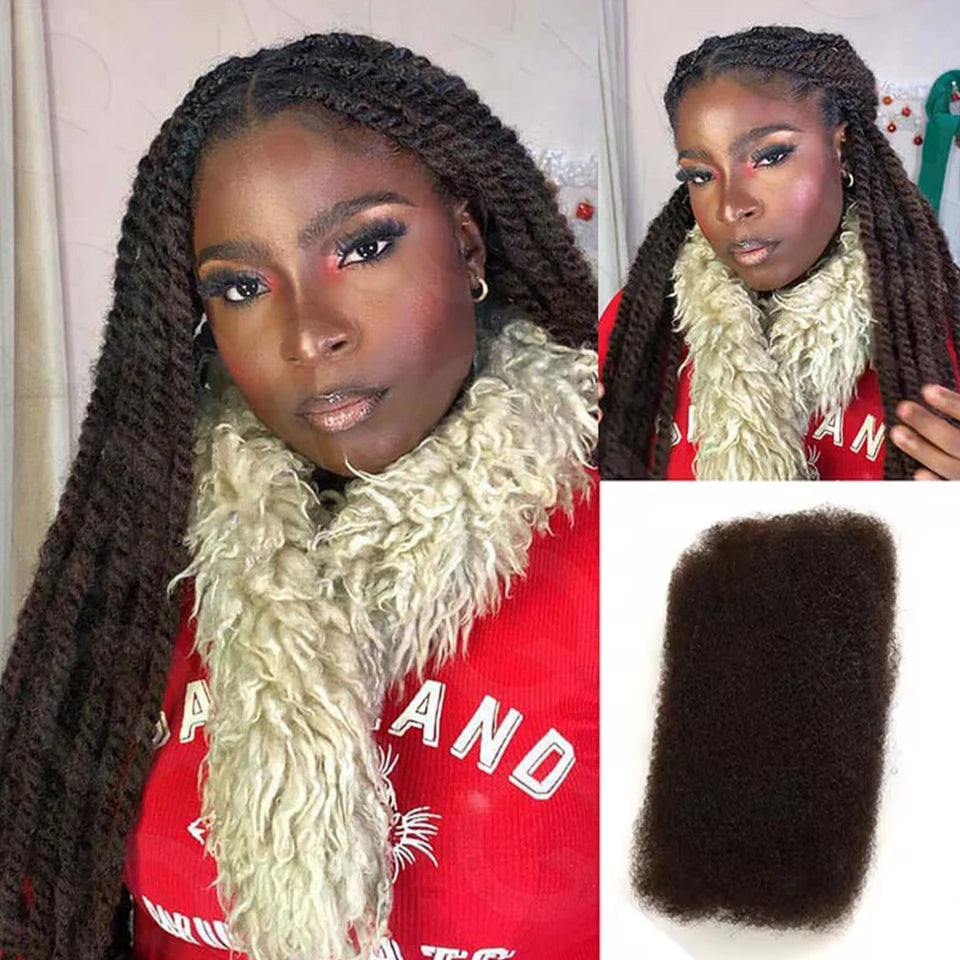 Black Pearl Peruvian Kinky Curly Hair - 100% Remy Human Hair Bulk Braiding Bundles