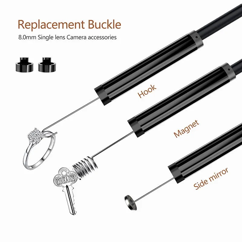 High-Definition 2.4-Inch IPS Screen Industrial Endoscope Camera - IP68 Waterproof Borescope with HD 1080P Resolution, LEDs, and 2600mAh Battery for Car Inspection
