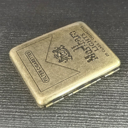 Retro Metal Cigarette Case - 20-Piece Capacity Vintage Bronze Tobacco Storage Holder