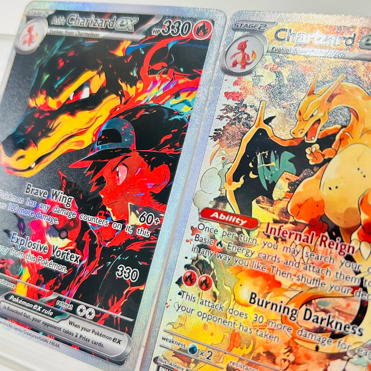 Ash’s Charizard ex Holographic Card – 0006/1025 English Foil Texture Anime Collectible Card