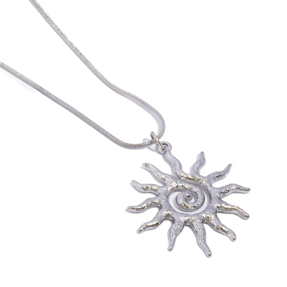 Spiral Sun Pendant Necklace for Women – 18K Gold Plated Hypoallergenic Stainless Steel Boho Daily Wear Jewelry Gift