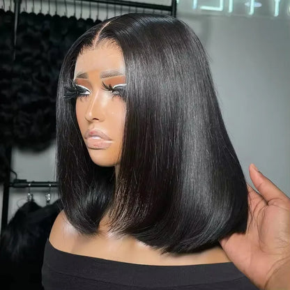Raw Vietnamese Human Hair Lace Front Wig – 13x6 Bob, Straight Natural Black, 250% Density, 100% Human Hair
