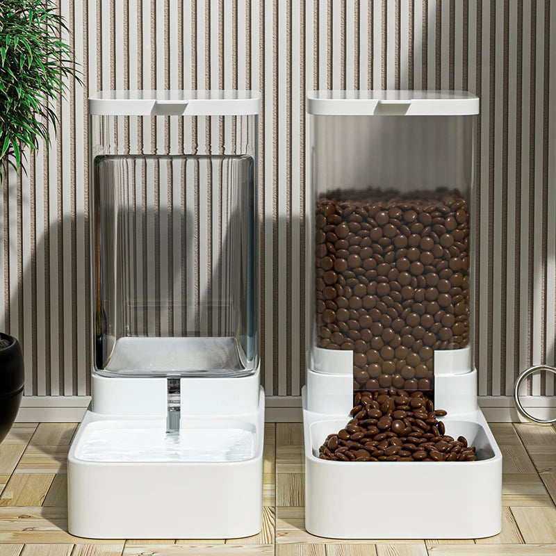 HOOPET Automatic Dog & Cat Feeder — Transparent Water Bowl & Food Storage Dispenser for Puppies and Kittens