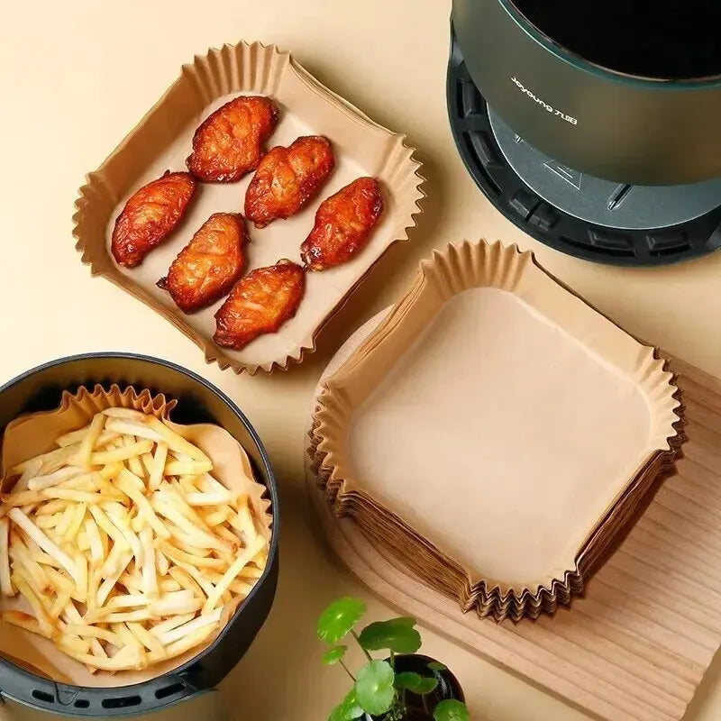 50Pcs Disposable Non-Stick Air Fryer Paper Liners – Round Baking Sheets Kitchen Airfryer Accessories for Easy Cooking & Cleanup