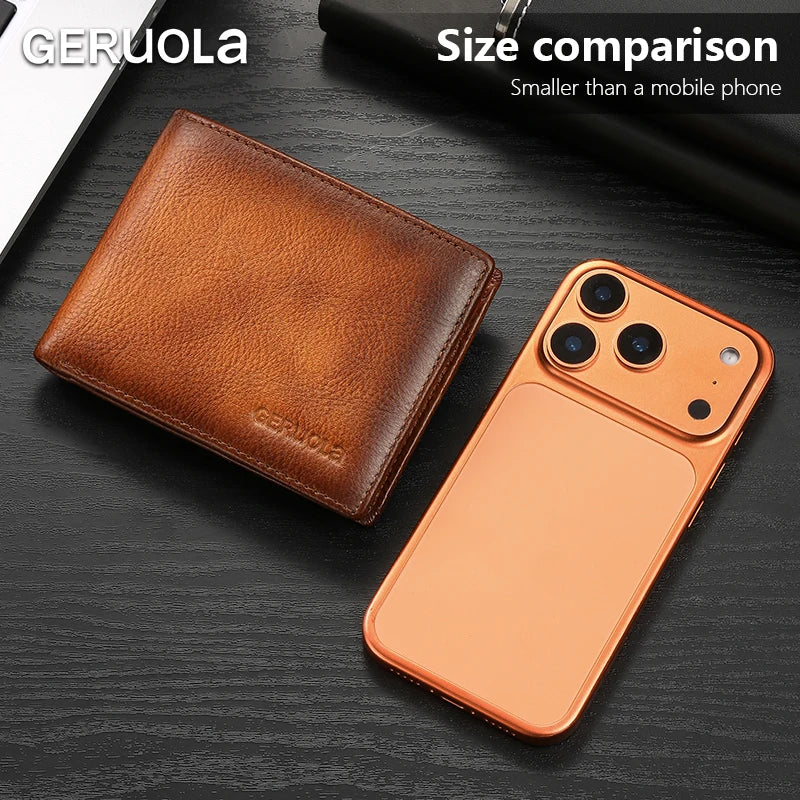 Bestseller 2526 Short Style Genuine Top-Grain Cowhide Leather Wallet with RFID Blocking & Multiple Card Slots – Compact Men’s Wallet Card Holder