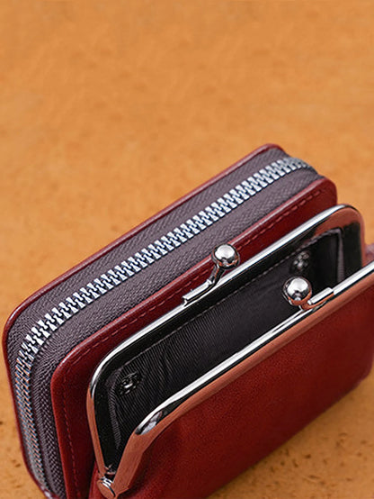 Women’s Fashion Minimalist Wrist Strap Wallet – Retro Short Zero Wallet with Large Capacity, Multi-Card Pockets & Money Clip