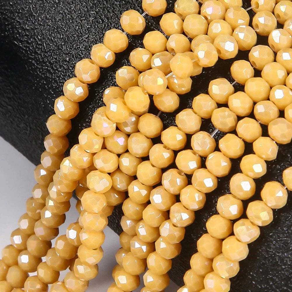 4mm/6mm/8mm Round Crystal Glass Beads – Faceted Spacer Loose Beads for DIY Jewelry Making & Needlework Craft Accessories