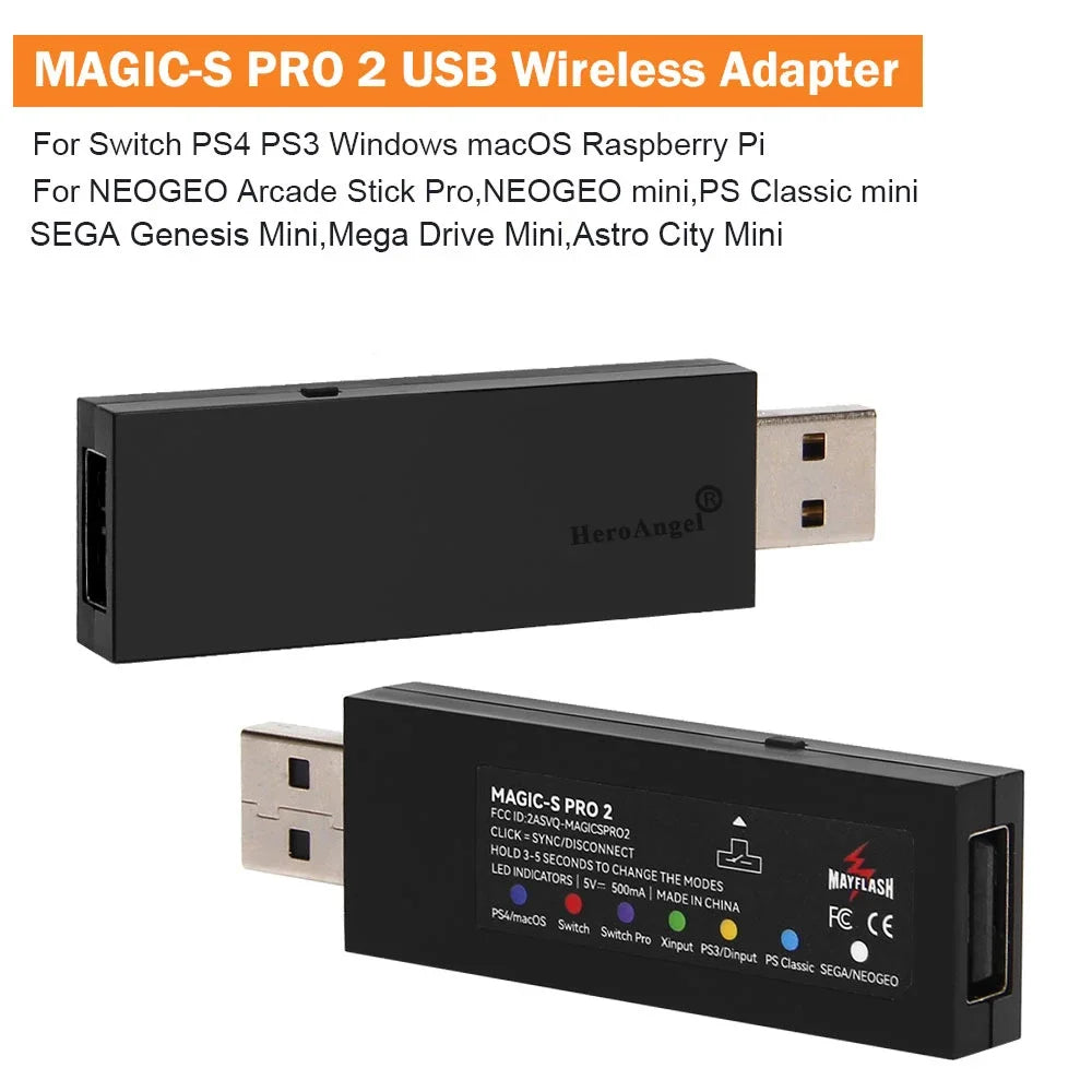 Mayflash Magic S Pro 2 USB Wireless Controller Adapter – JoyCon for NS Pro & Fight Stick for Xbox Series X/S