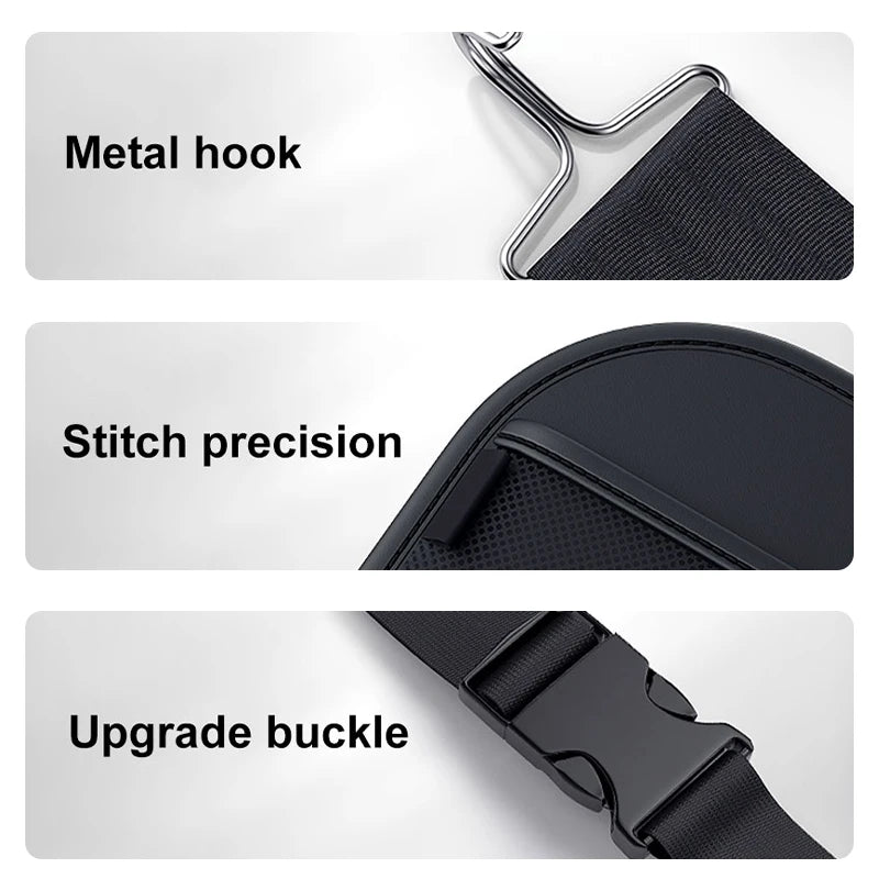 SEAMETAL Car Seat Back Storage Bag – PU Leather Auto Organizer with Tissue Box, Multifunctional Car Storage Accessory