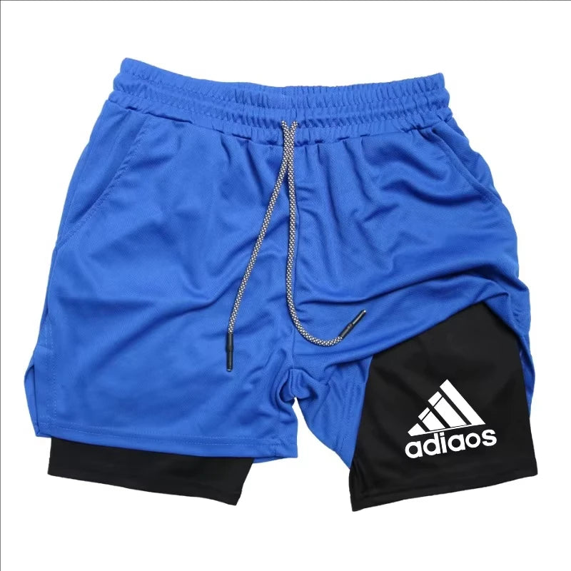 Men’s 2-in-1 Compression Running Shorts – Breathable Mesh Quick-Dry Gym Fitness Training Sports Shorts for Summer Workout