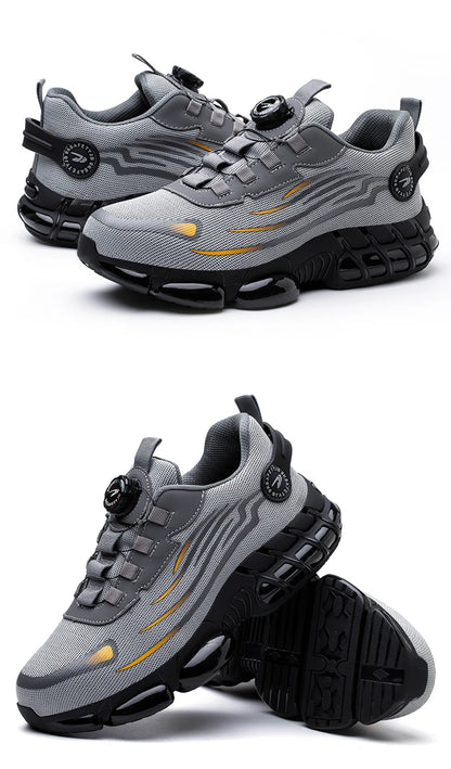 Rotating Button Men’s Safety Shoes – Anti-Smash & Anti-Puncture Work Boots, Fashion Sport Protective Footwear