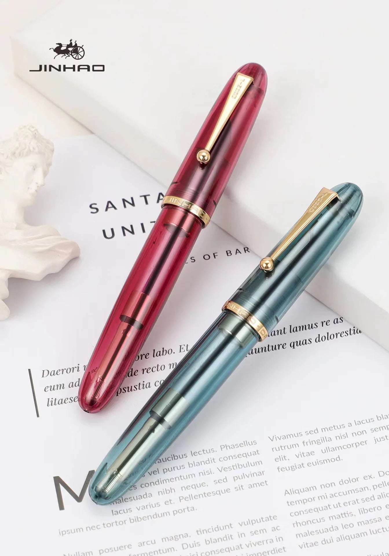 Luxury JinHao 9019 Dadao Fountain Pen – Transparent Acrylic Spin Design, 40mm Nib for Office & School Writing Supplies