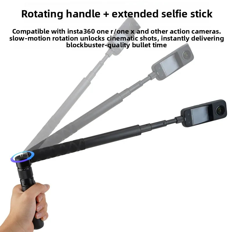 Bullet Time Rotating Tripod Handle - 360° Panoramic Camera Grip for Insta360 X5 X4 X3, DJI Osmo 360 & Action Camera Accessories