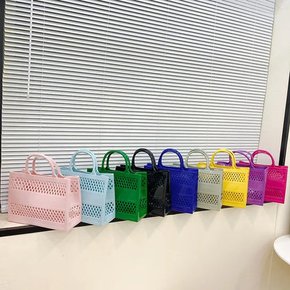 2025 Large Waterproof PVC Beach Tote Bag – Rubber Jelly Tote for Women, Travel, Picnic & Shopping Storage Handbag