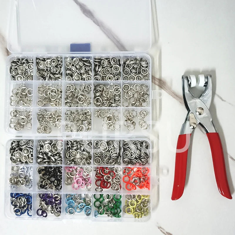 9.5mm Metal Hollow Five-Claw Snap Button — DIY Sewing & Craft Installation Tool for Clothes and Bags
