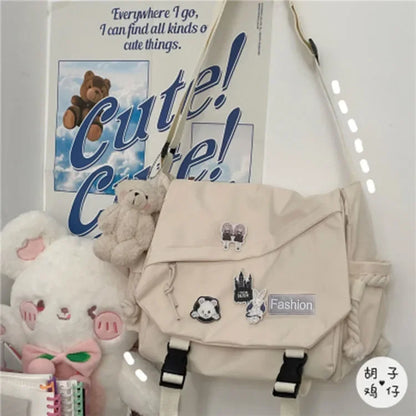 Youth Fashion Nylon Crossbody Bag – Large Capacity Canvas Shoulder Messenger School Bag for Women & Girls