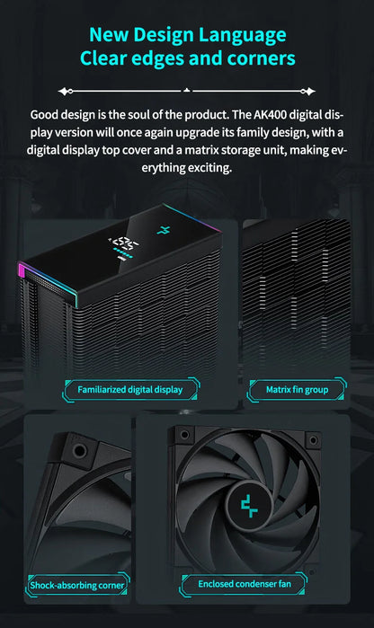 DeepCool AK500S CPU Cooler – Digital Display, 5 Heat Pipes, 240W TDP, 120mm FDB Silent Air Cooler Heatsink