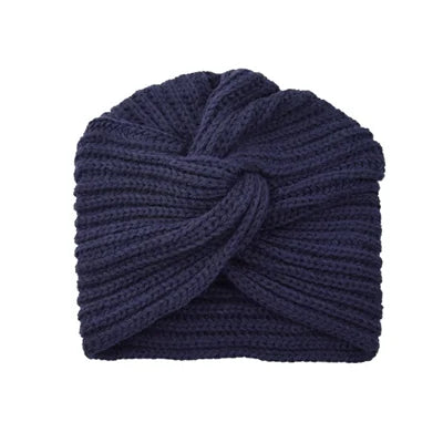 Women's Knitted Turban Hat - Bohemian Cashmere Cross Wrap Indian Wool Bonnet Cap