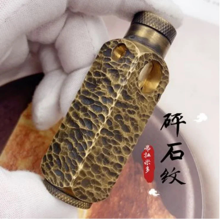 Handmade Brass Carved Trench Kerosene Lighter – Vintage Flamidor Gasoline Lighter, Heavy Men's Smoking Gift Collection