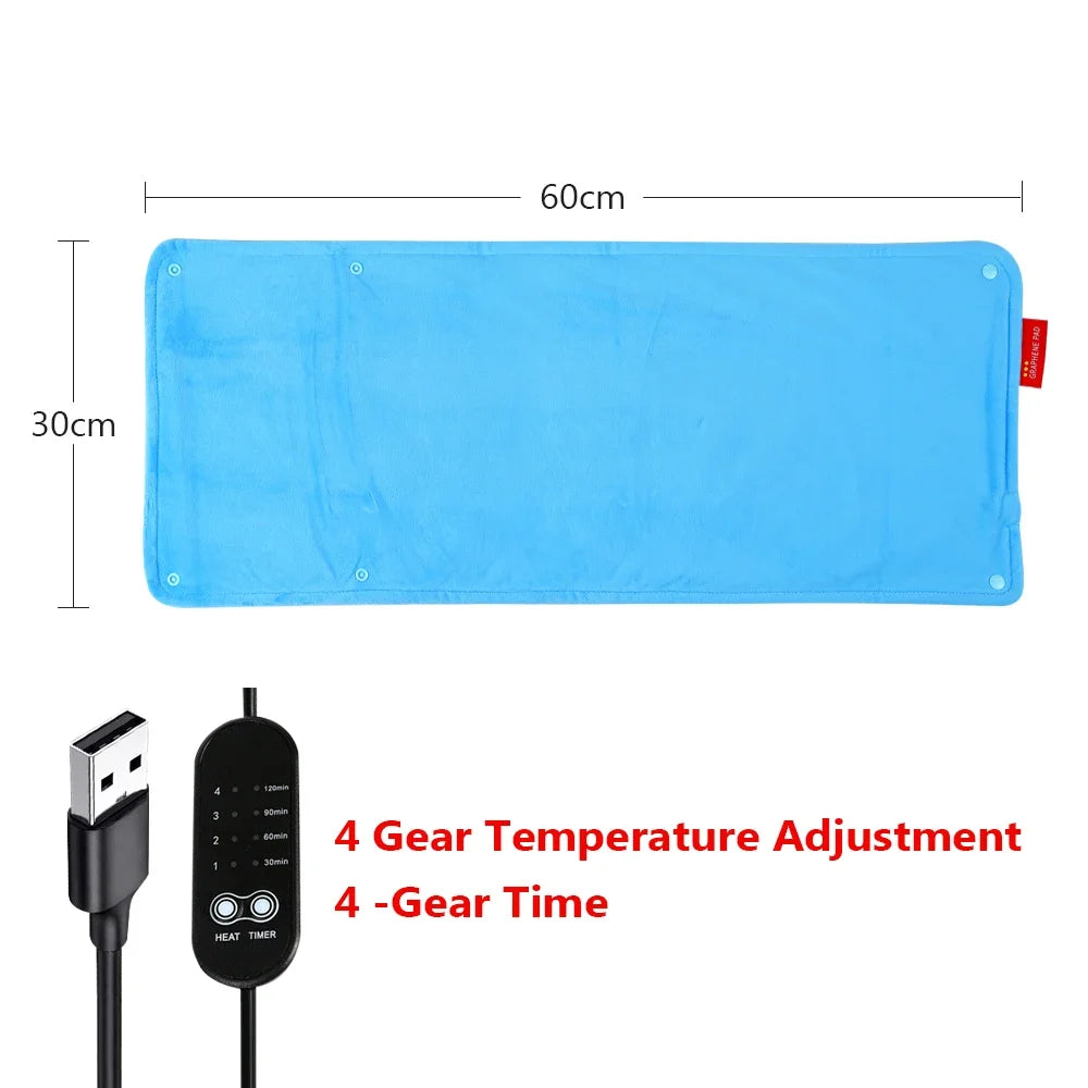 Graphene Electric Blanket & Heated Chair Cushion – USB Powered Insulation with 4-Speed Heating & Timer for Office & Car