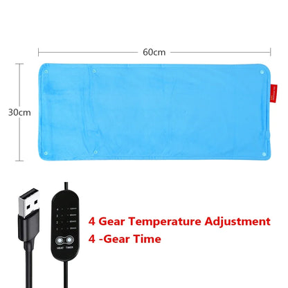 Graphene Electric Blanket & Heated Chair Cushion – USB Powered Insulation with 4-Speed Heating & Timer for Office & Car