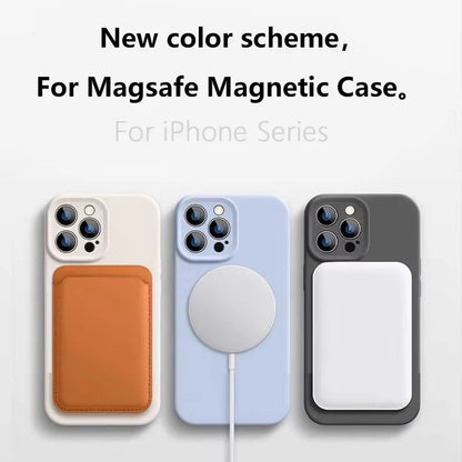 Original Liquid Soft Silicone MagSafe Case — Magnetic Wireless Charging Cover for iPhone 11–16 Pro/Max/Plus